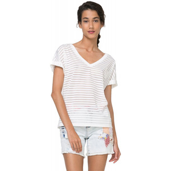 Vêtements Femme T-shirts manches courtes Desigual T-Shirt Sandra Blanc 72T2YX4 (rft) Blanc