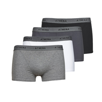 Sous-vêtements Homme Boxers Athena BASIC COTON  X4 Gris foncé / Noir / Blanc / Noir