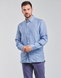 Vêtements Homme Chemises manches longues Tommy Hilfiger PIGMENT DYED LINEN SHIRT Bleu