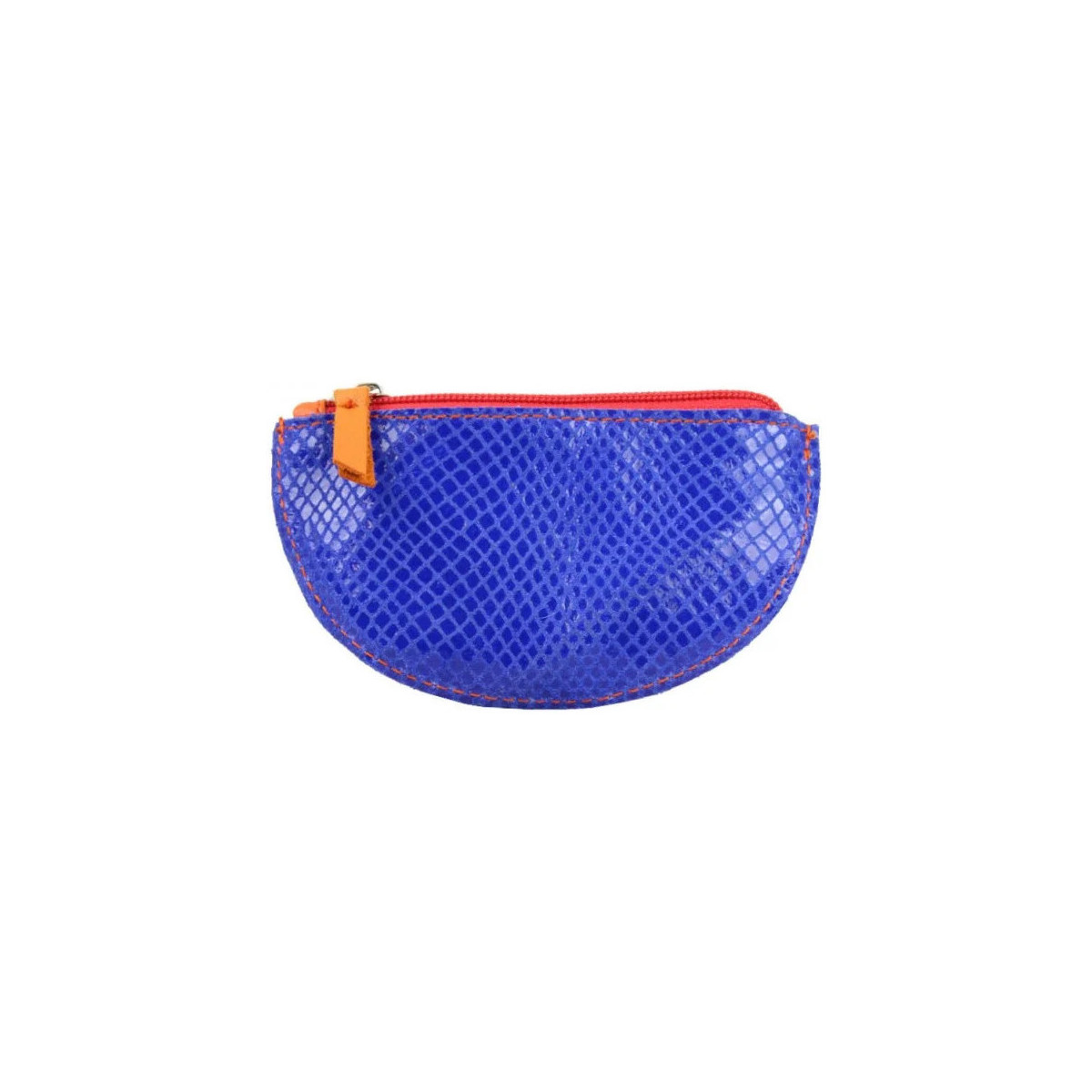 Sacs Femme Porte-monnaie Patrick Blanc Porte monnaie demi rond plat  cuir Orange / Bleu Multicolore