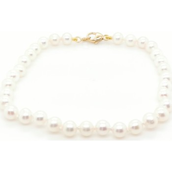 Montres & Bijoux Femme Bracelets Brillaxis Bracelet perles de culture or 18 carats 4.5/5 mm Jaune