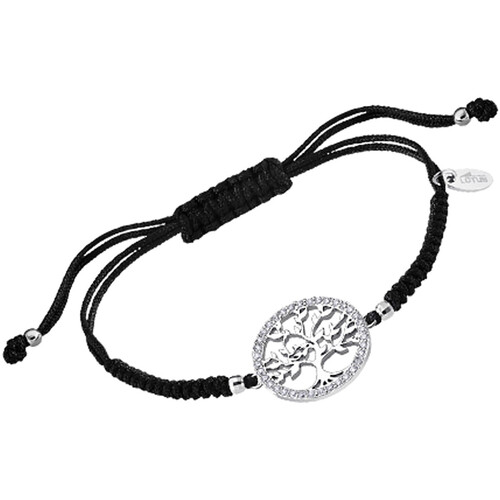 Montres & Bijoux Femme Bracelets Lotus Bracelet  silver arbre de vie cordon noir Blanc