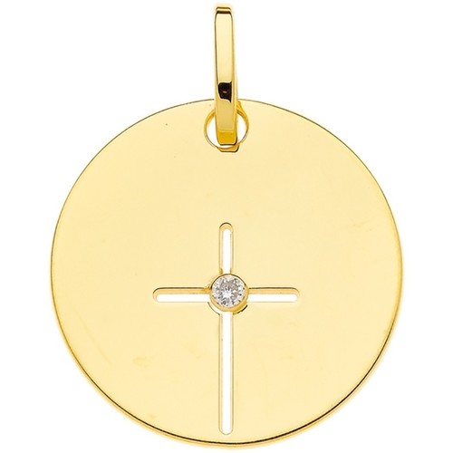 Montres & Bijoux Femme Pendentifs Brillaxis Pendentif plaque ronde ajourée en or jaune 9 carats Jaune