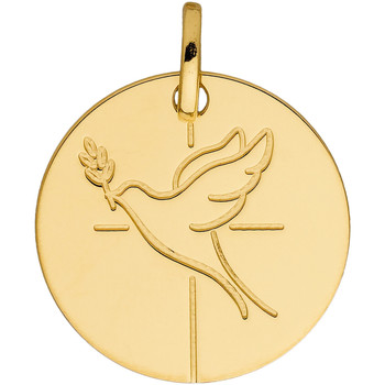 Montres & Bijoux Femme Pendentifs Brillaxis Médaille ronde colombe or jaune 18 carats Jaune