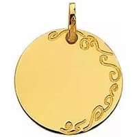Montres & Bijoux Femme Pendentifs Brillaxis Médaille ronde gravée côté droit or jaune 18 carats Jaune