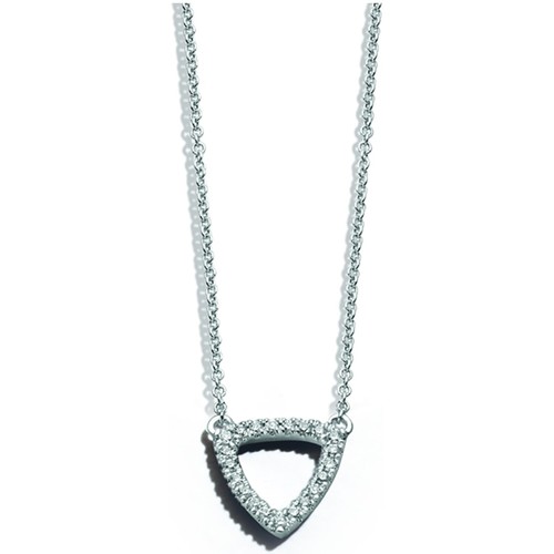 Montres & Bijoux Femme Colliers / Sautoirs Brillaxis Collier or blanc 18 carats diamants triangle Blanc