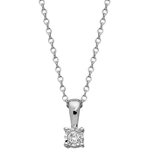 Montres & Bijoux Femme Colliers / Sautoirs Brillaxis Collier  solitaire diamant 3mm

or blanc 9 carats Blanc