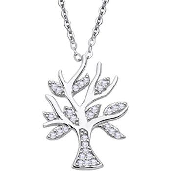 Montres & Bijoux Femme Colliers / Sautoirs Lotus Collier  Silver arbre de vie empierré Blanc