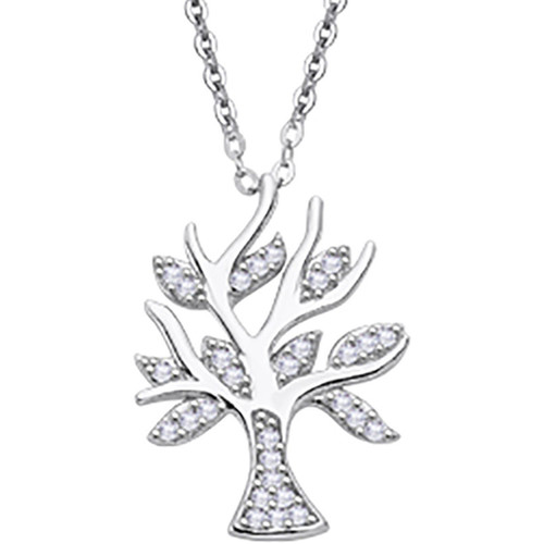 Montres & Bijoux Femme Colliers / Sautoirs Lotus Collier  Silver arbre de vie empierré Blanc
