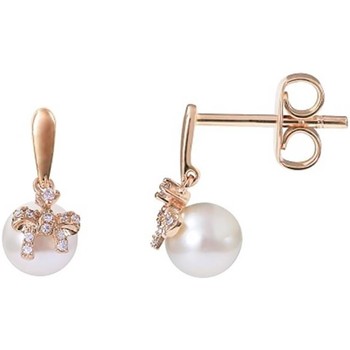 Montres & Bijoux Femme Boucles d'oreilles Brillaxis Boucles d'oreilles  perles diamants noeuds Rose