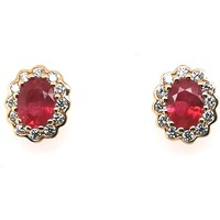 Montres & Bijoux Femme Boucles d'oreilles Brillaxis Boucles d'oreilles or 18 carats rubis diamants Jaune