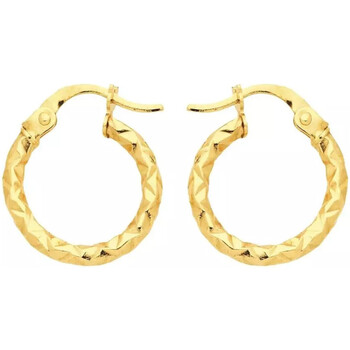 Montres & Bijoux Femme Boucles d'oreilles Brillaxis Créoles  diamantées or jaune 9 carats 10mm Jaune