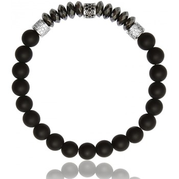 Montres & Bijoux Homme Bracelets Lauren Steven Bracelet  Exclusive perles noires Blanc