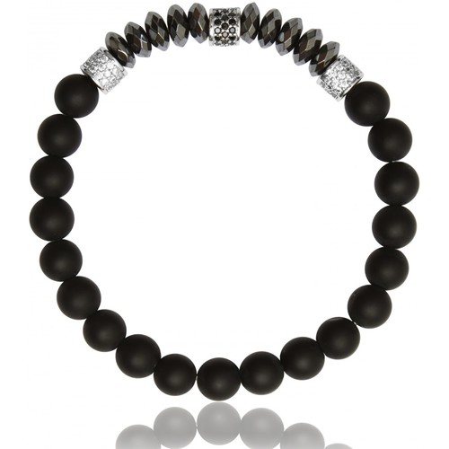 Nouveautés de ce mois Homme Bracelets Lauren Steven Bracelet  Exclusive perles noires Blanc