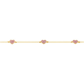Bracelets Brillaxis Bracelet or jaune motif coeur laque rose