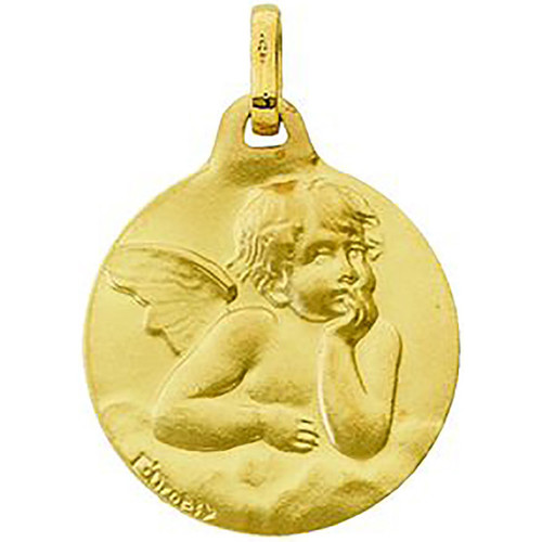 Montres & Bijoux Enfant Pendentifs Brillaxis Médaille ange ronde or jaune 9 carats mat Jaune