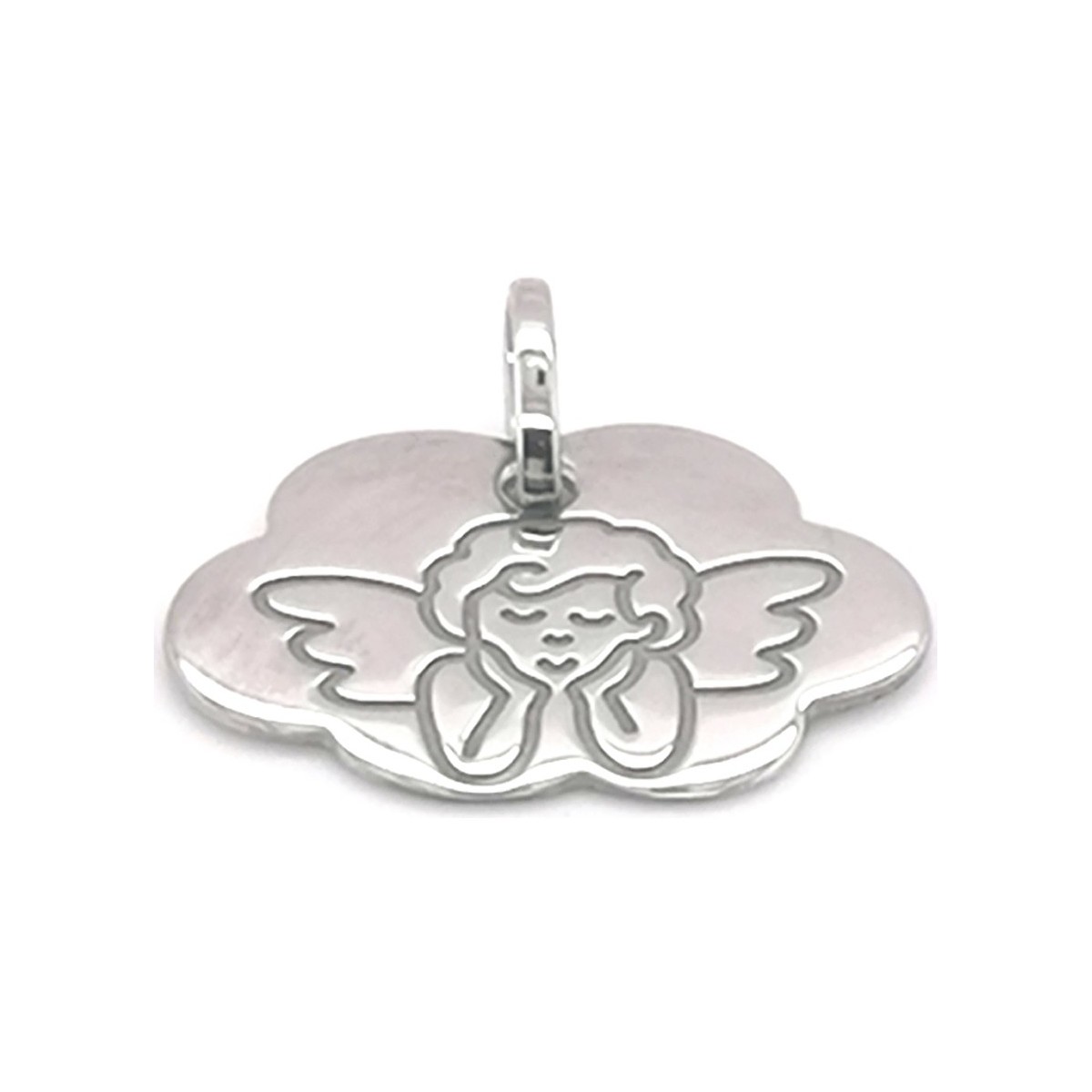 Montres & Bijoux Enfant Pendentifs Brillaxis Médaille  ange nuage or blanc 9 carats Blanc