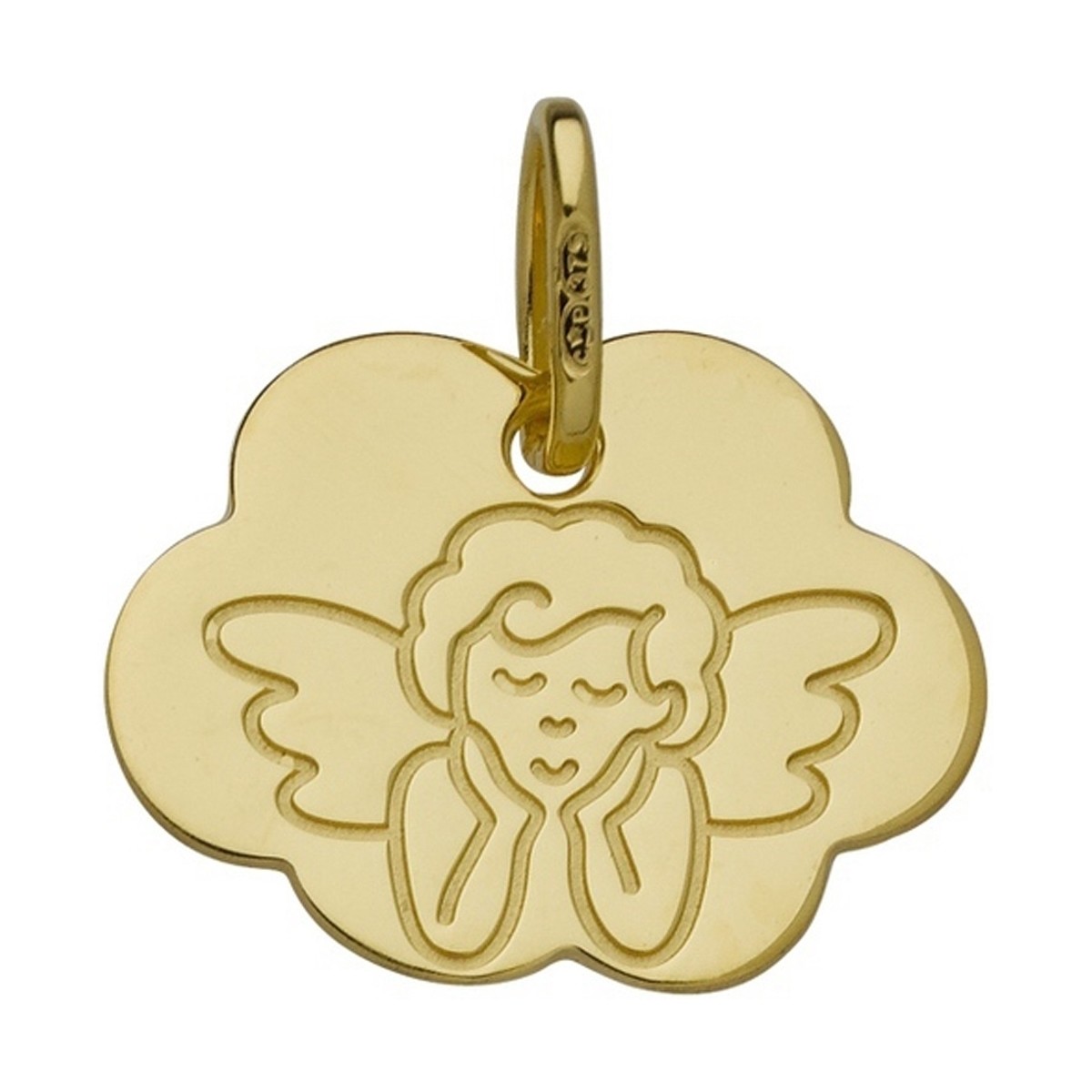 Montres & Bijoux Enfant Pendentifs Brillaxis Médaille  ange face stylisé nuage or jaune Jaune