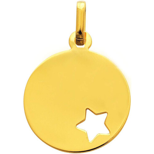 Montres & Bijoux Enfant Pendentifs Brillaxis Pendentif  plaque ronde or étoile ajourée Jaune