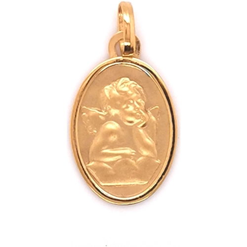 Montres & Bijoux Enfant Pendentifs Brillaxis Médaille ovale  ange or jaune 18 carats Jaune