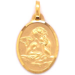 Médaille ovale  ange or jaune
