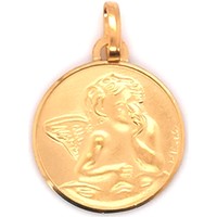 Montres & Bijoux Enfant Pendentifs Brillaxis Médaille  ronde ange or jaune 18 carats Jaune