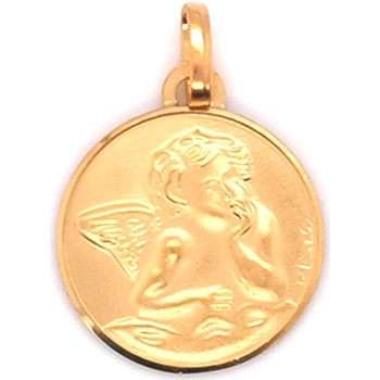 Pendentifs Brillaxis Médaille ronde ange or jaune 18 carats