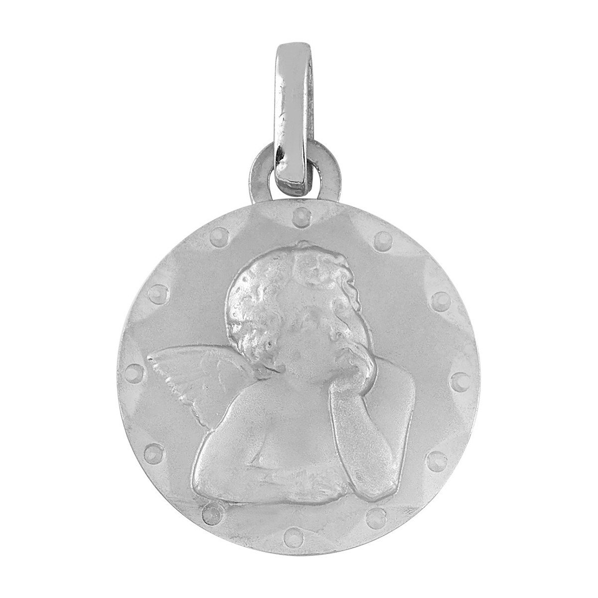 Montres & Bijoux Enfant Pendentifs Brillaxis Médaille  ange ronde 14mm Blanc