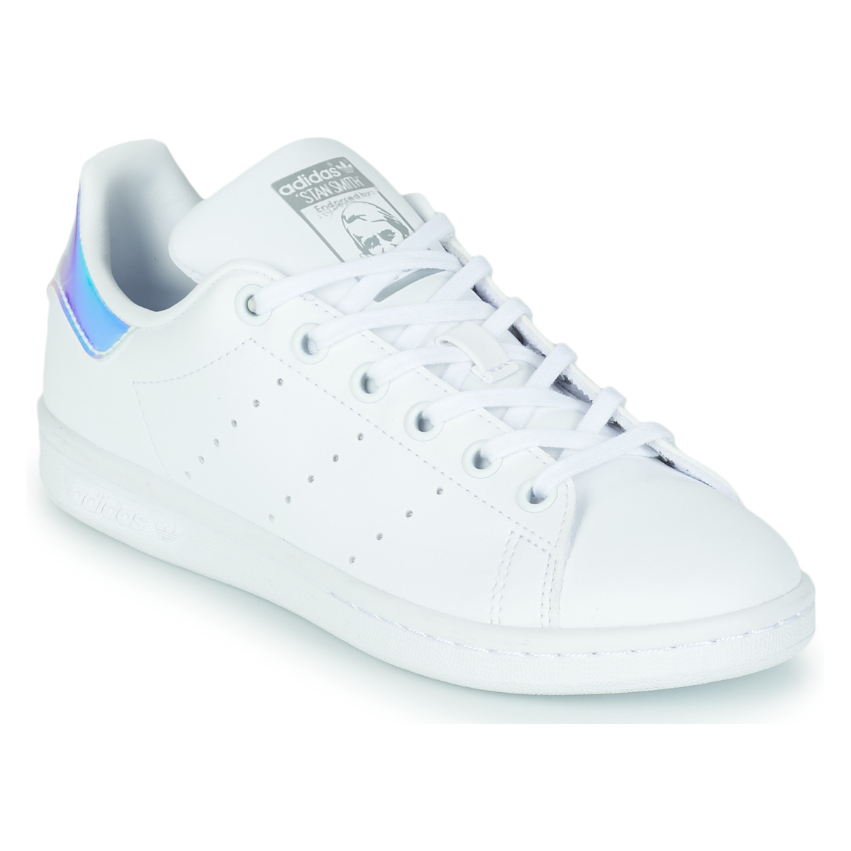 Chaussures Enfant Baskets basses adidas Originals STAN SMITH J ECO-RESPONSABLE Blanc / Iridescent