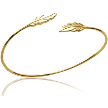 Gagnez 10 euros Femme Bracelets Brillaxis Bracelet jonc ouvert  plumes dorées Jaune