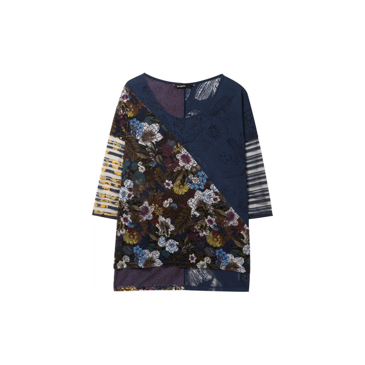 Vêtements Femme T-shirts manches longues Desigual T Shirt Femme Kirune Navy 18WWTK93 Bleu