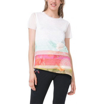 Vêtements Femme T-shirts & Polos Desigual T Shirt Asimetric Polynesia Blanc 73T2EP9 (rft) Blanc