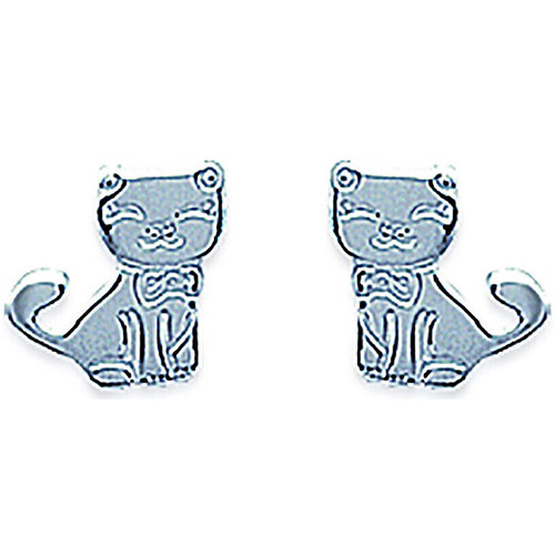 Montres & Bijoux Enfant Boucles d'oreilles Brillaxis Boucles d'oreilles  chats argent Blanc