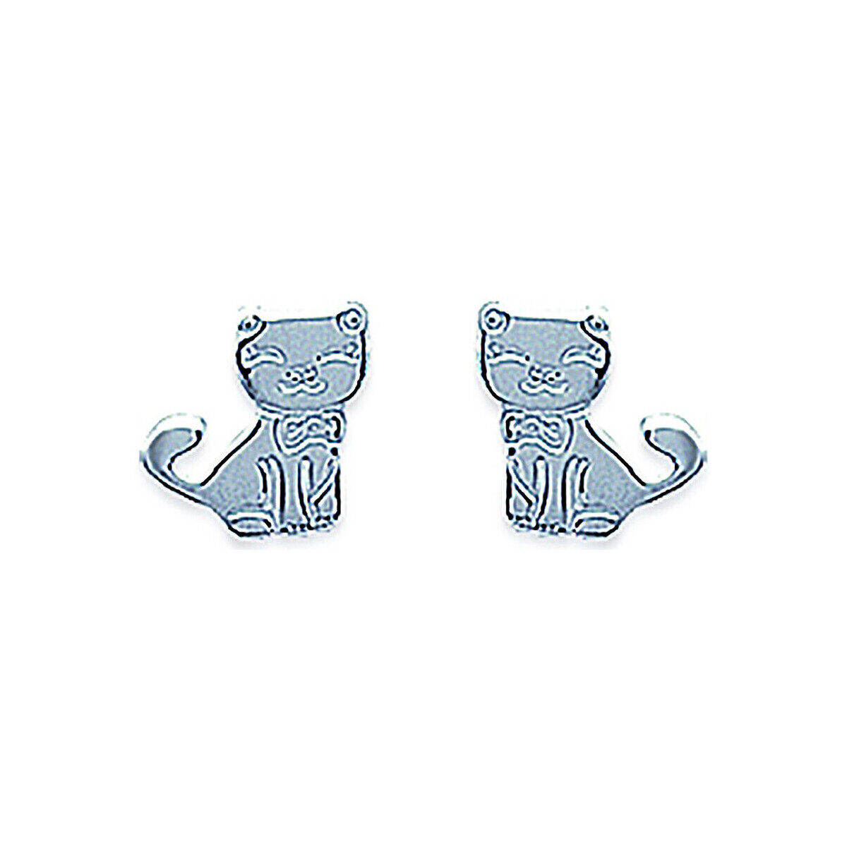 Montres & Bijoux Enfant Boucles d'oreilles Brillaxis Boucles d'oreilles  chats argent Blanc