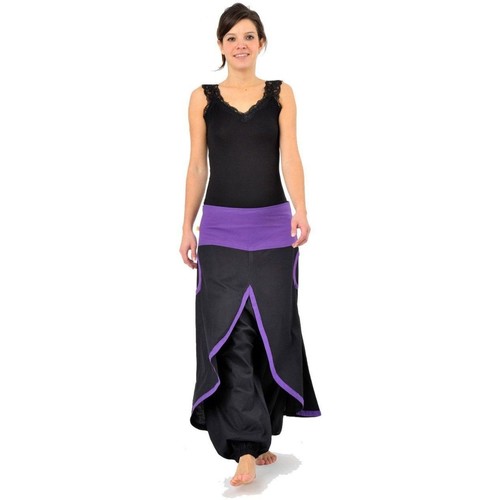 Femme Fantazia Sarouel jupe epais Phinou Noir et violet - Vêtements Pantalons fluides Femme 20 