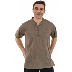 Vêtements Homme Chemises manches courtes Fantazia Chemise ethnique manches courtes col mao Chanvre foncé