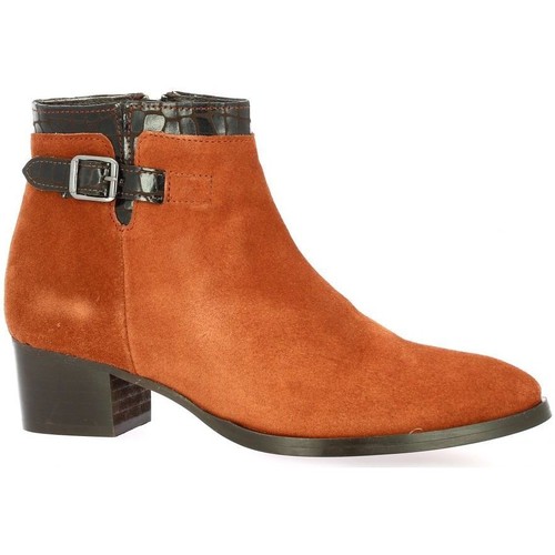 Chaussures Femme leather Boots So Send leather Boots cuir velours  rouille Orange