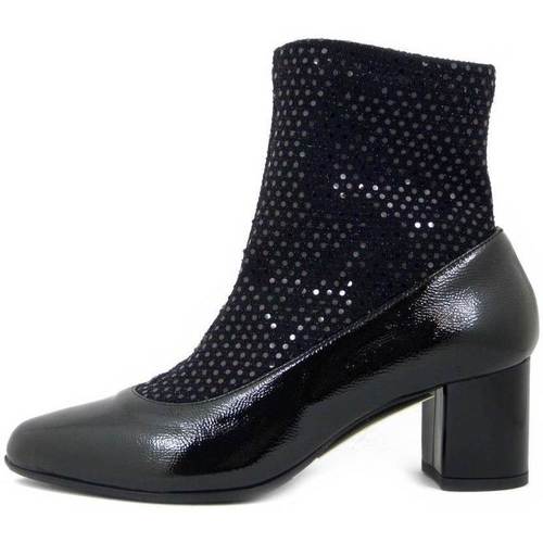 Chaussures Femme Boots Vernissage Femme Chaussures, Bottine, Cuir Brillant Douce - 9844 Noir