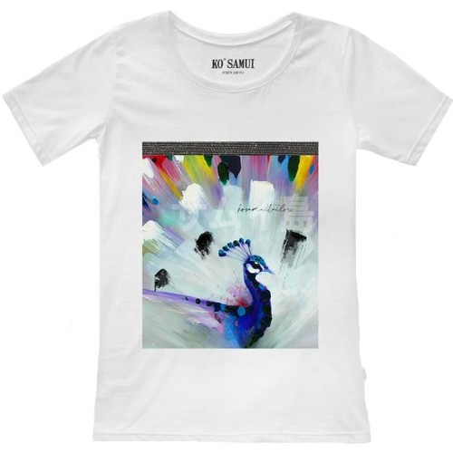 Vêtements Femme T-shirts & Polos Ko Samui Tailors T-shirt blanc  motifs de plumes brillantes  K Blanc