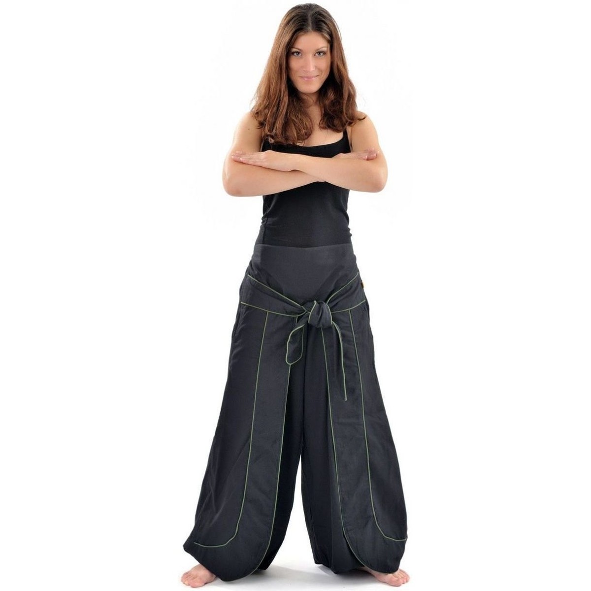 Vêtements Femme nbspTour de taille :  Pantalon Zen cache-tresor Noir et kaki Multicolore