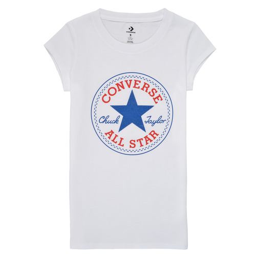 Vêtements Fille T-shirts manches ultra Converse TIMELESS CHUCK PATCH TEE Blanc