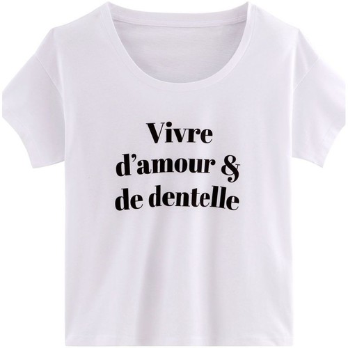 Femme Pommpoire T-shirt VIVRE D'AMOUR Blanc - Vêtements T-shirts manches courtes Femme 25 