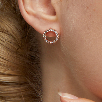 Cleor Boucles d'oreilles en argent 925/1000 et zircon Rose