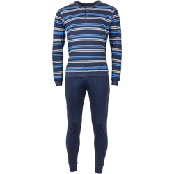 Vêtements Homme Pyjamas / Chemises de nuit Guasch Pyjama long col tunisien coton Interlock Bleu