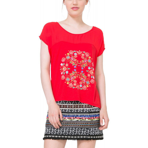 Vêtements Femme Polos manches courtes Desigual T-Shirt Kukita Rojo Country Rouge 71T2YT9 (sprft) Rouge