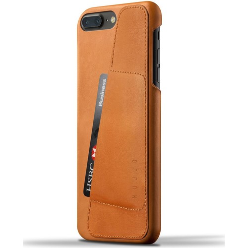 Sacs Housses portable Mujjo Leather Wallet Case iPhone 7 Plus Tan Marron
