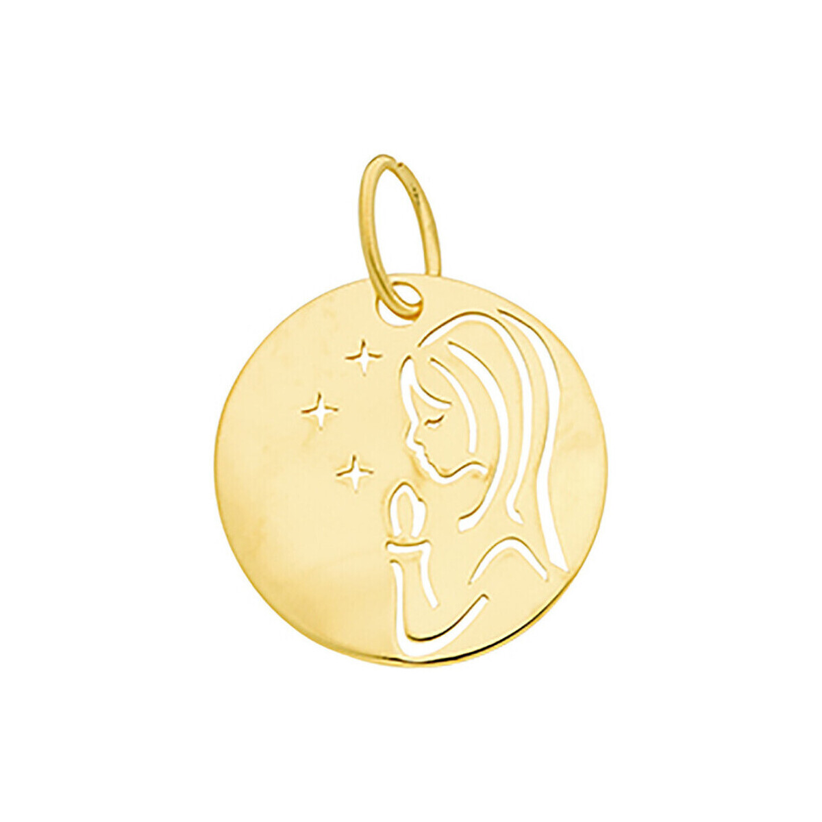 Montres & Bijoux Enfant Pendentifs Brillaxis Médaille  Vierge découpée étoiles 9 carats16mm Jaune