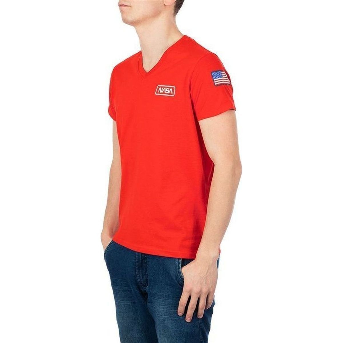 Vêtements Homme T-shirts Chicago & Polos Nasa BASIC FLAG V NECK Rouge