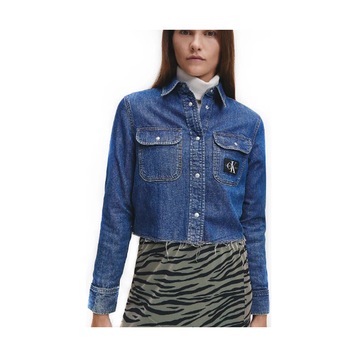 Vêtements Femme Vestes en jean Calvin Klein Jeans Style utilitaire denim Bleu