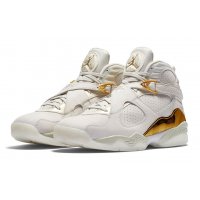 Chaussures Baskets montantes Nike Air Jordan 8 Confetti Champagne Light Bone/Metallic Gold–White